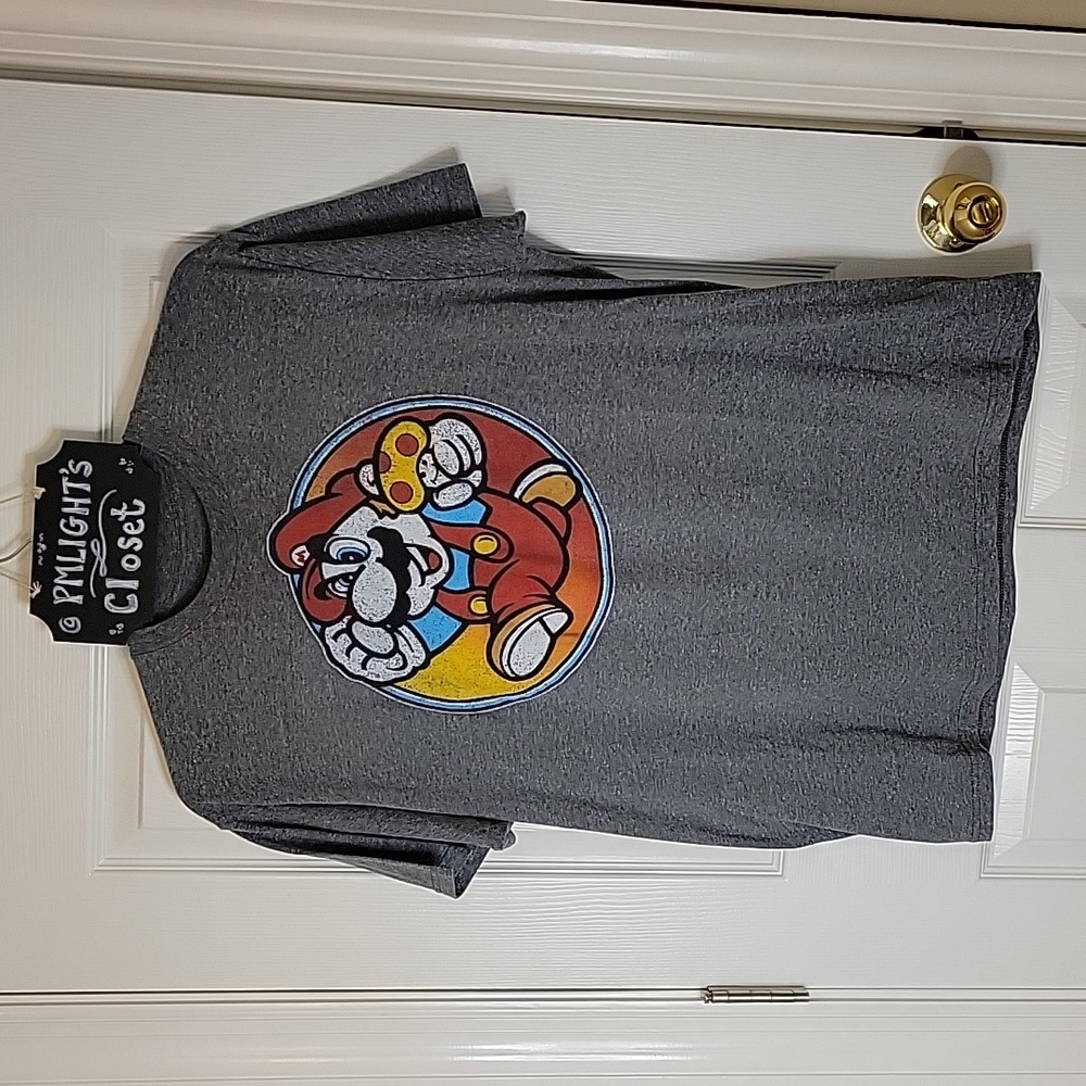 Super Mario Bros Graphic T-Shirt XL Gray Short Sleeve Nintendo